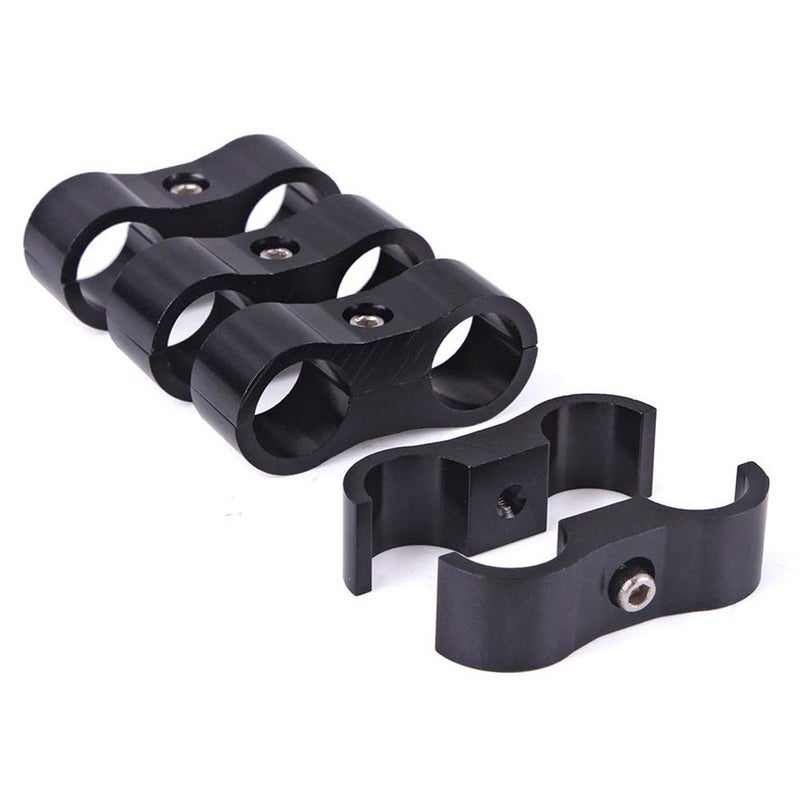 RASTP 6AN Hose Separator Clamp Aluminum Fuel Mounting Clamp Divider Fitting Adapter for 3/8 Fuel, Oil, Brake Line, Water Pipe and Gas Line - Black, 4pcs - Image 2